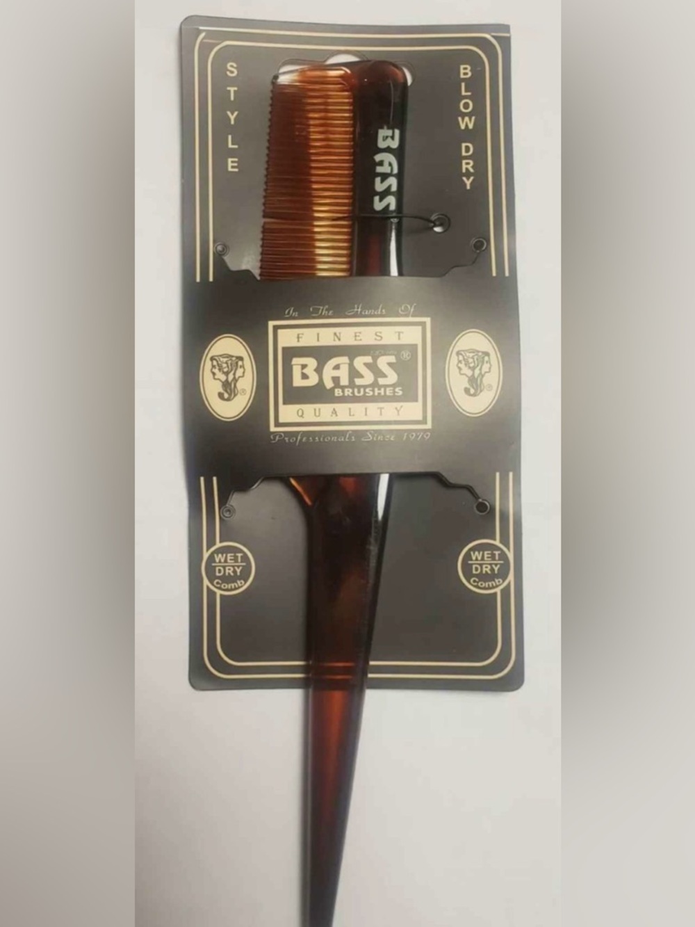 BASS Tortoiseshell Wet/Dry Comb - Brown and Black